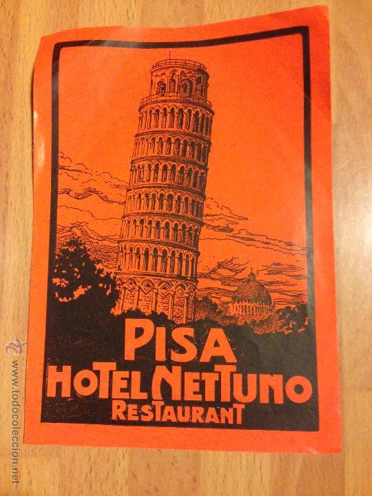 Etiquetas antiguas: Antigua etiqueta de hotel nettuno pisa