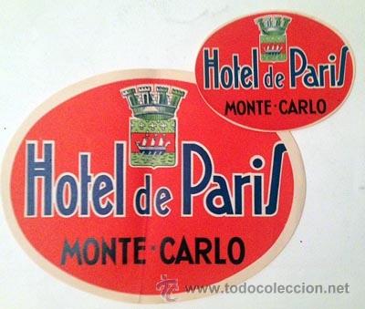 Etiquetas antiguas: Etiqueta Hotel de Paris. Monte-Carlo (etiqueta peque&ntilde;a)