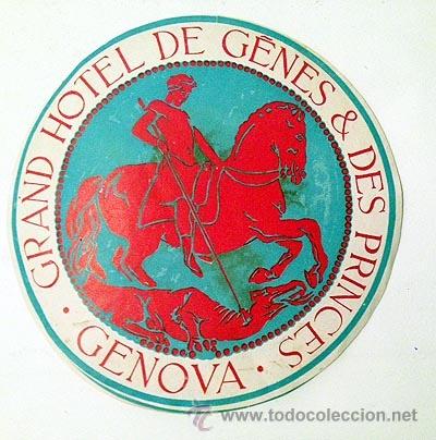 Etiquetas antiguas: Etiqueta Grand Hotel de G&eacute;nes & Des Princes. Genova