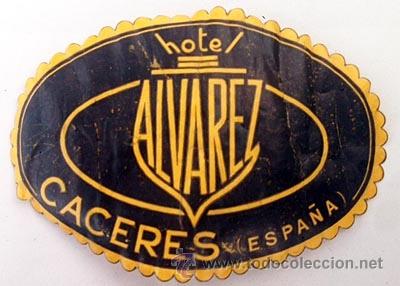 Etiquetas antiguas: Hotel Alvarez. C&aacute;ceres. Espa&ntilde;a. Etiqueta