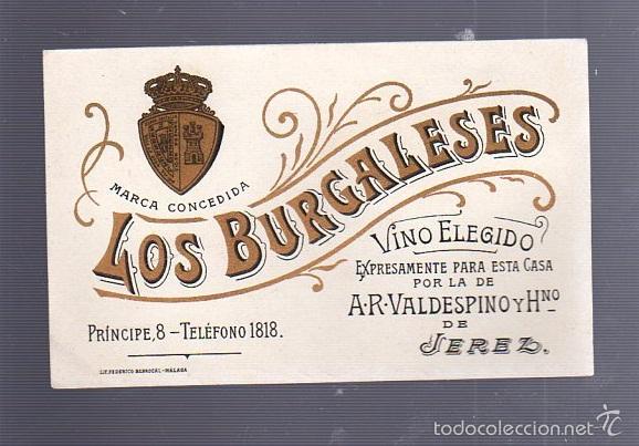 Old Labels: ETIQUETA. LOS BURGALESES. VINO ELEGIDO. JEREZ