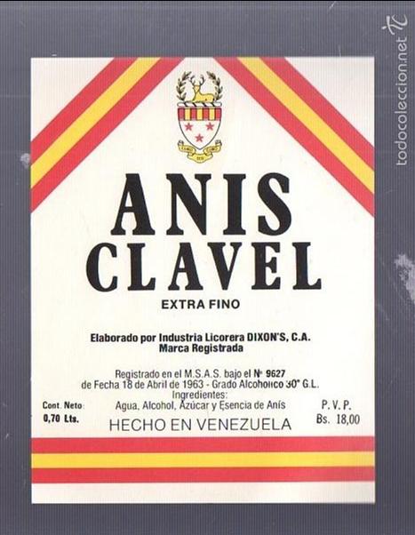 Old Labels: ETIQUETA. ANIS CLAVEL. EXTRA FINO. HECHO EN VENEZUELA