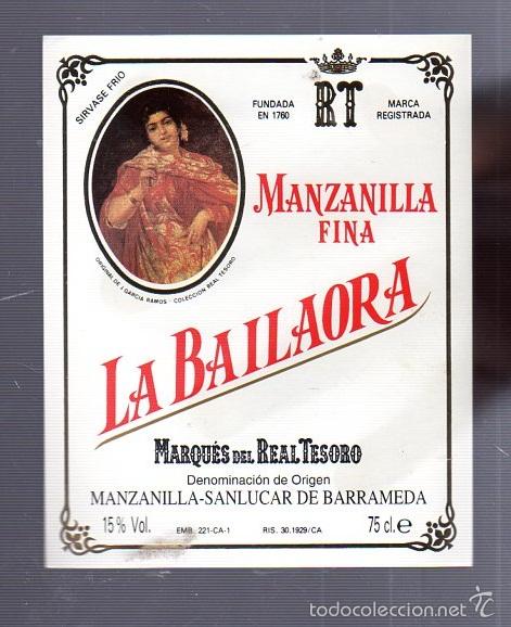 Alte Etiketten: ETIQUETA. MANZANILLA FINA. LA BAILAORA. MARQUES DEL REAL TESORO. SANLUCAR