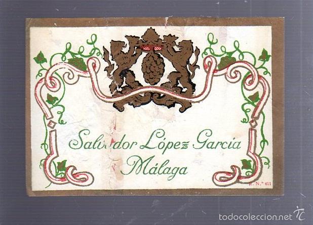 Alte Etiketten: ETIQUETA. VINO. SALVADOR LOPEZ GARCIA. MALAGA