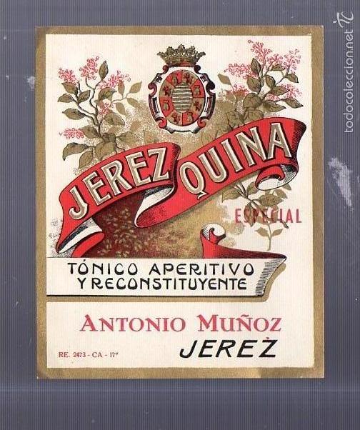 Etiquetas antiguas: ETIQUETA. JEREZ QUINA. ESPECIAL. ANTONIO MU&Ntilde;OZ. JEREZ
