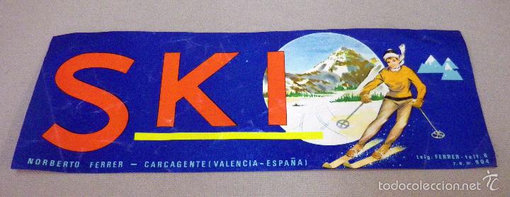 Etiquetas antiguas: ANTIGUA ETIQUETA, NARANJAS SKI, CARRCAGENTE, NORBERTO FERRER, VALENCIA