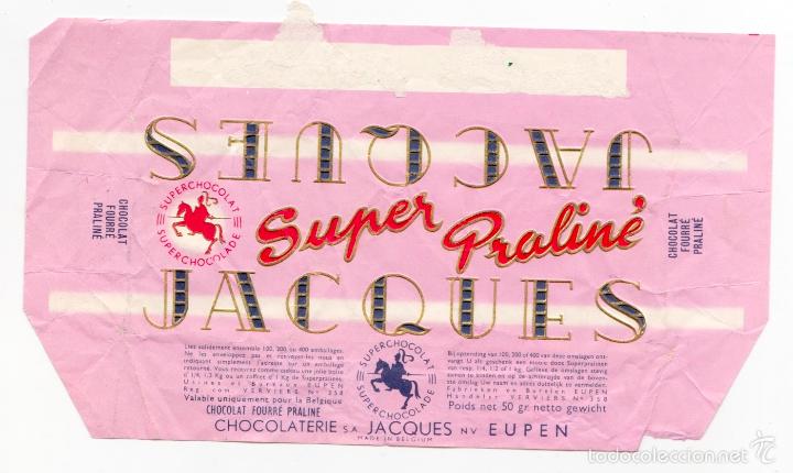 Etiquetas antiguas: ENVOLTORIO DE CHOCOLATE. SUPER PRALIN&Eacute;. JACQUES. EUPEN, B&Eacute;LGICA - Foto 1