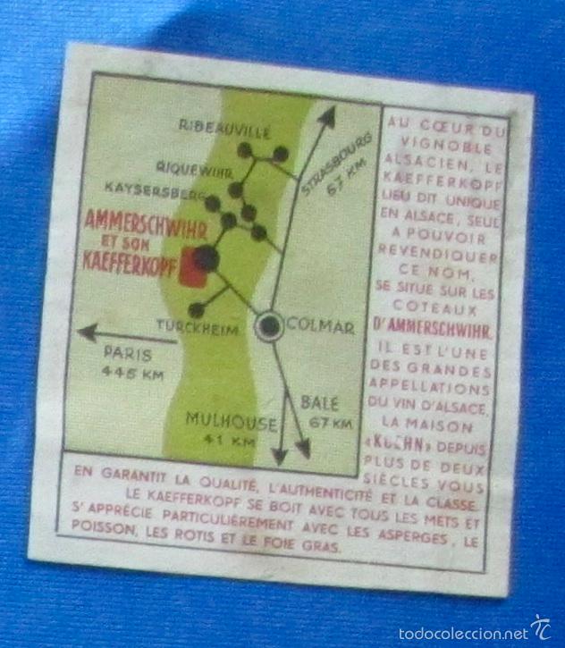 Etiquetas antiguas: KUEHN. KAEFFERKOPF. ETIQUETA TRASERA DE VINO DE ALSACIA. FRANCIA, A&Ntilde;OS 60