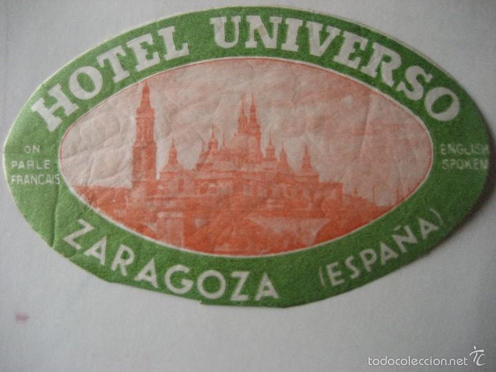 Etiquetas antiguas: Zaragoza. Hotel Universo - Foto 1