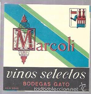 Old Labels: ETIQUETA DE MARCOLI. VINOS SELECTOS. BODEGAS GATO. ZAMORA.