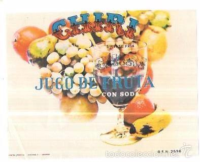 Alte Etiketten: ETIQUETA DE CHIRI. JUGO DE FRUTA CON SODA.