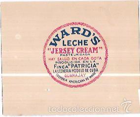 Alte Etiketten: ETIQUETA DE FARMACIA. LECHE JERSEY CREAM. WARD&acute;S. GUANAJAY.