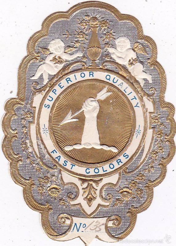 Old Labels: Etiqueta finales siglo XIX (4,5 ctms. diametro) restos haber estado pegada