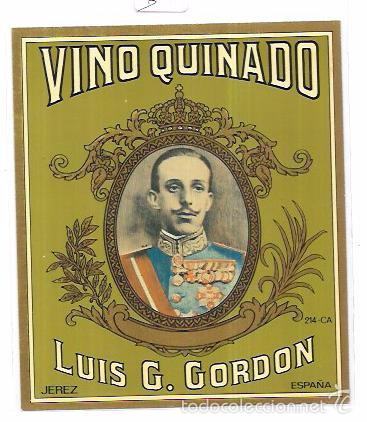 Etichette antiche: ETIQUETA DE VINO QUINADO. LUIS G. GORDON. 13 X 11,2 CM