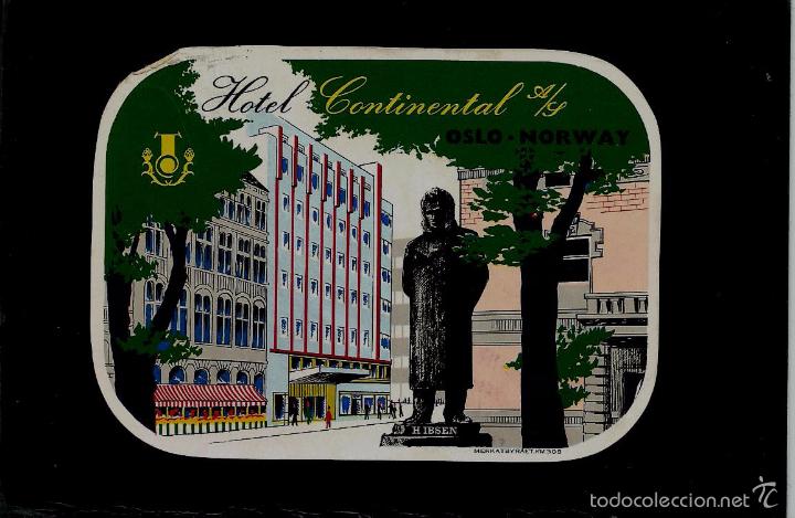 Etiquetas antiguas: ETIQUETA DE HOTEL - HOTEL CONTINENTAL - OSLO - NORWAY - NORUEGA