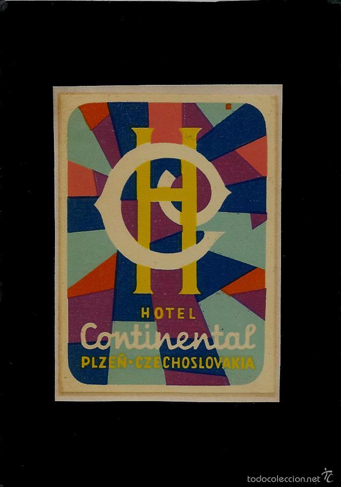 Etiquetas antiguas: ETIQUETA DE HOTEL - HOTEL CONTINENTAL - PILZEN - CHECOSLOVAQUIA