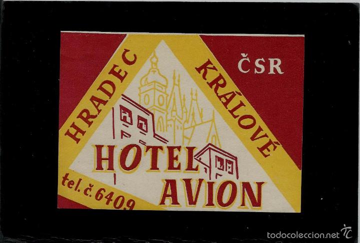 Etiquetas antiguas: ETIQUETA DE HOTEL -  HOTEL AVION - HRADEC - CHECOSLOVAQUIA