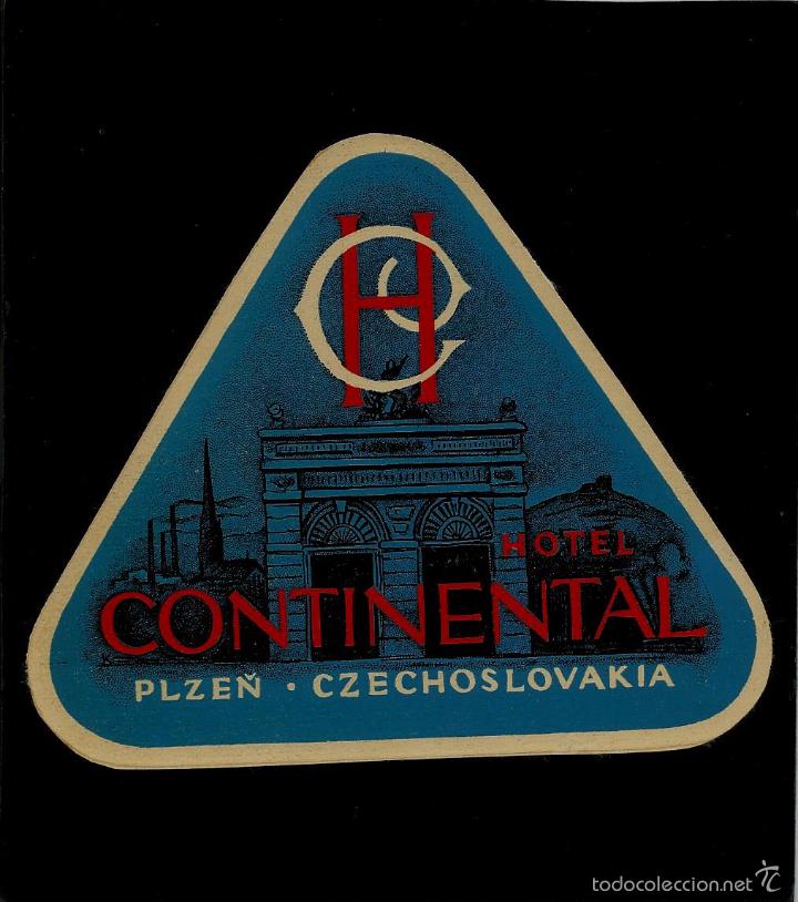 Etiquetas antiguas: ETIQUETA DE HOTEL -  HOTEL CONTINENTAL - PLZEN - CHECOSLOVAQUIA