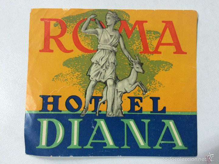 Etiquetas antiguas: ETIQUETA HOTEL DIANA, ROMA ITALIA, LUGGAGE LABEL, MEDIDAS 10 X 8,7 CM