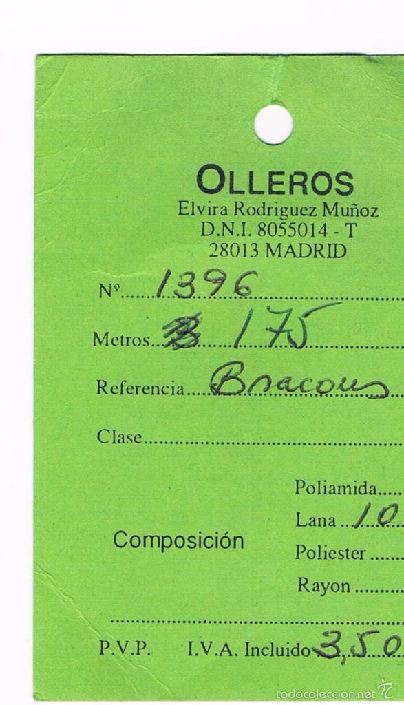 Etiquetas antiguas: PA&Ntilde;ERIAS OLLEROS MADRID - Foto 1