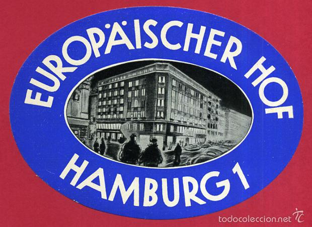 Etiquetas antiguas: ETIQUETA HOTEL , HOTEL EUROPAISCHER , HAMBURG ALEMANIA , ANTIGUA , ORIGINAL , EH170