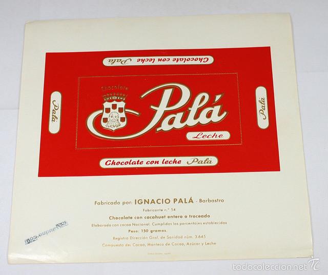 Etiquetas antiguas: ANTIGUA ENVUELTA DE CHOCOLATE PALA (IGNACIO PALA, BARBASTRO) A&Ntilde;OS 60, ENVOLTORIO ETIQUETA