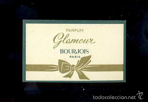 Etiquetas antiguas: Tarjeta de perfume: GLAMOUR de Bourjois - Foto 1