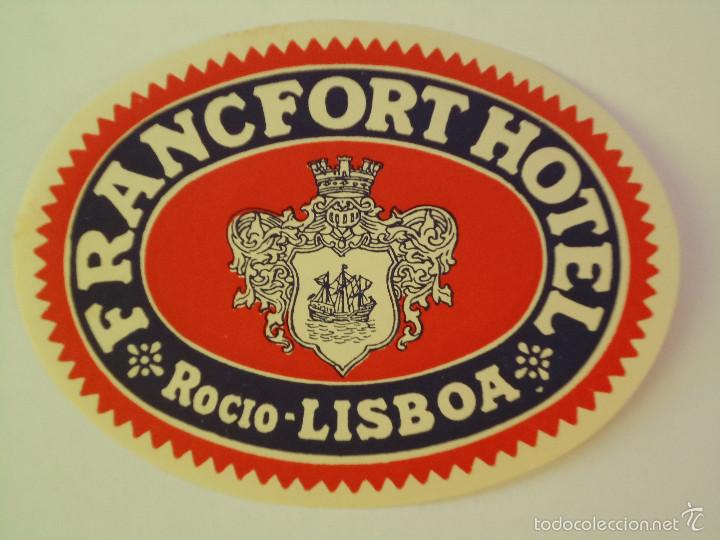 Etiquetas antiguas: ETIQUETA DE HOTEL FRANCFORT DE LISBOA