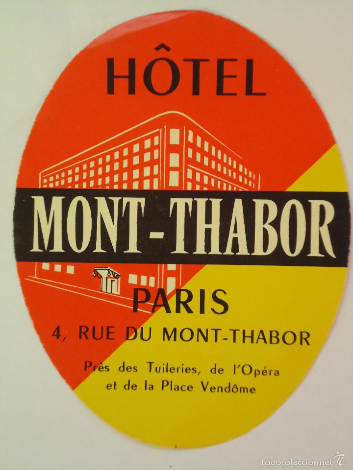 Etiquetas antiguas: ETIQUETA DE HOTEL MONT-THABOR DE PARIS