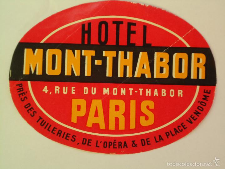 Etiquetas antiguas: ETIQUETA DE HOTEL MONT-THABOR DE PARIS-2