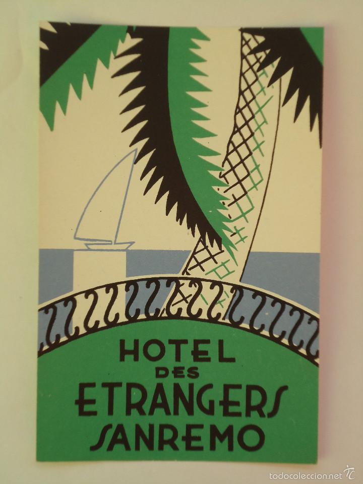 Etiquetas antiguas: ETIQUETA DE HOTEL DES ETRANGERS DE SAN REMO