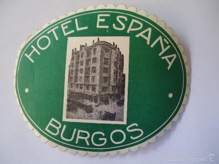 Etiquetas antiguas: ETIQUETA DE HOTEL ESPA&Ntilde;A DE BURGOS. ELIPSE