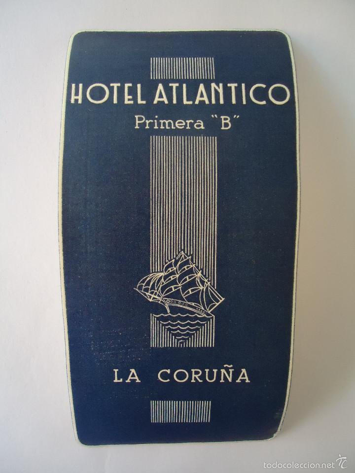 Etiquetas antiguas: ETIQUETA DE HOTEL ATLANTICO DE LA CORU&Ntilde;A. RECTANGULAR ESTRECHO