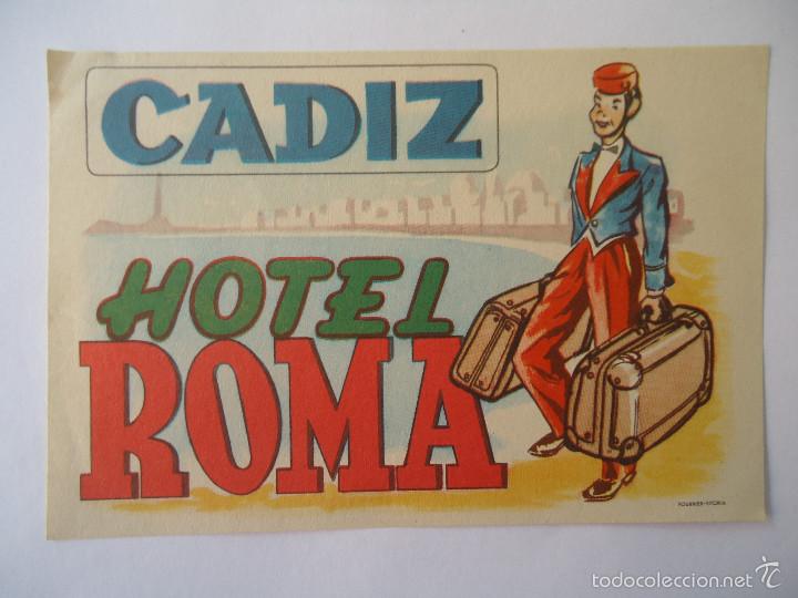 Etiquetas antiguas: ETIQUETA DE HOTEL ROMA DE CADIZ