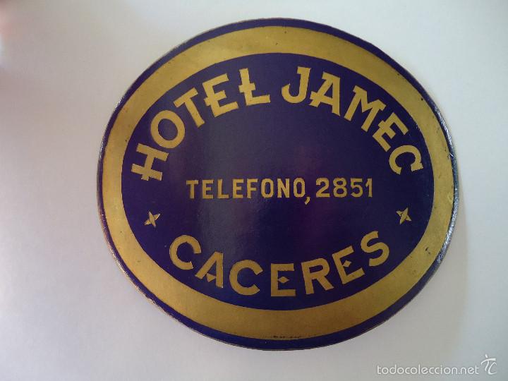 Etiquetas antiguas: ETIQUETA DE HOTEL JAMEC DE CACERES