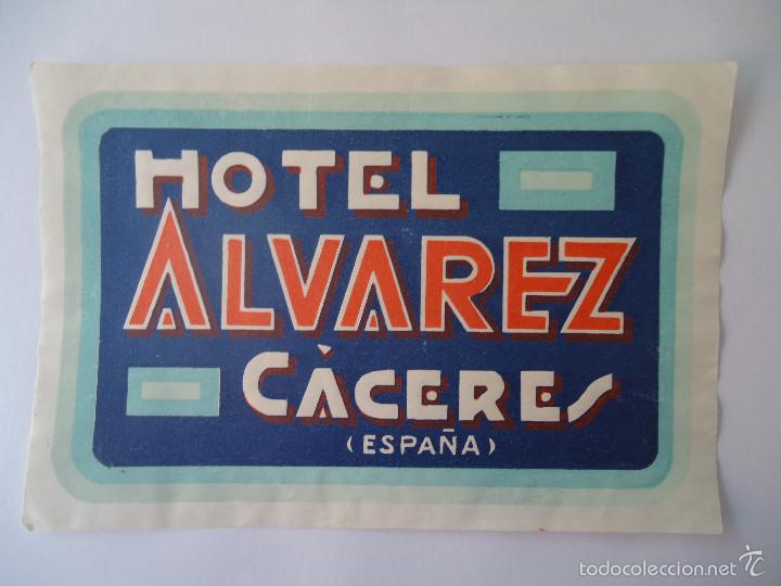 Etiquetas antiguas: ETIQUETA DE HOTEL ALVAREZ DE CACERES. RECTANGULAR