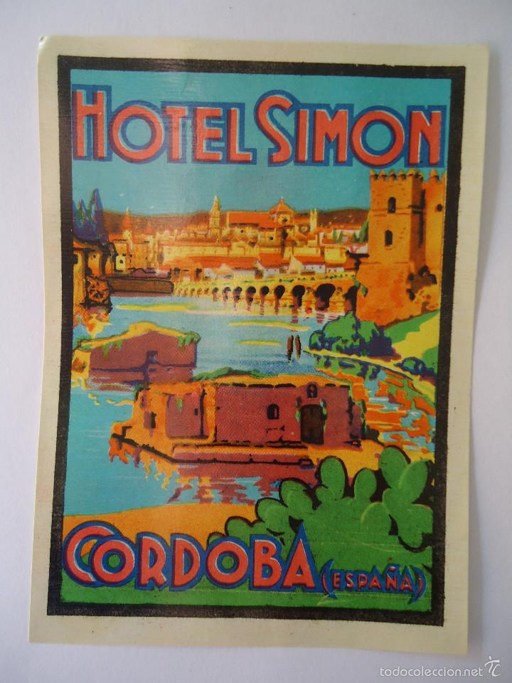 Etiquetas antiguas: ETIQUETA DE HOTEL SIMON DE CORDOBA