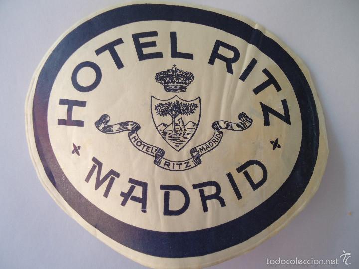 Etiquetas antiguas: ETIQUETA DE HOTEL RITZ DE MADRID