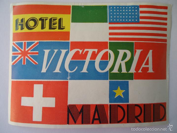 Etiquetas antiguas: ETIQUETA DE HOTEL VICTORIA DE MADRID