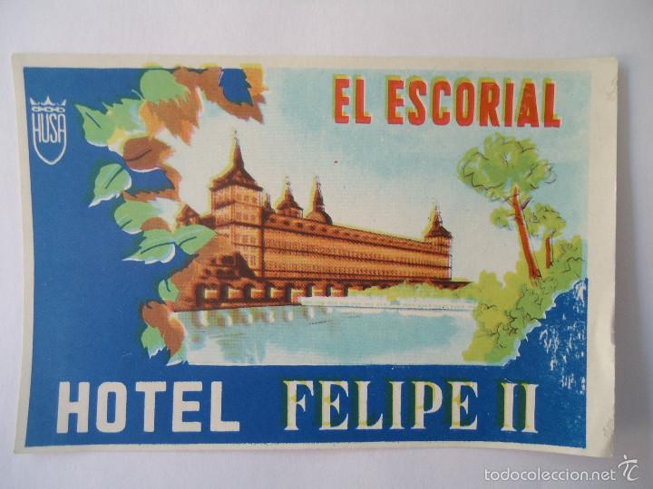 Etiquetas antiguas: ETIQUETA DE HOTEL FELIPE II DE EL ESCORIAL. 2-DIFERENTE