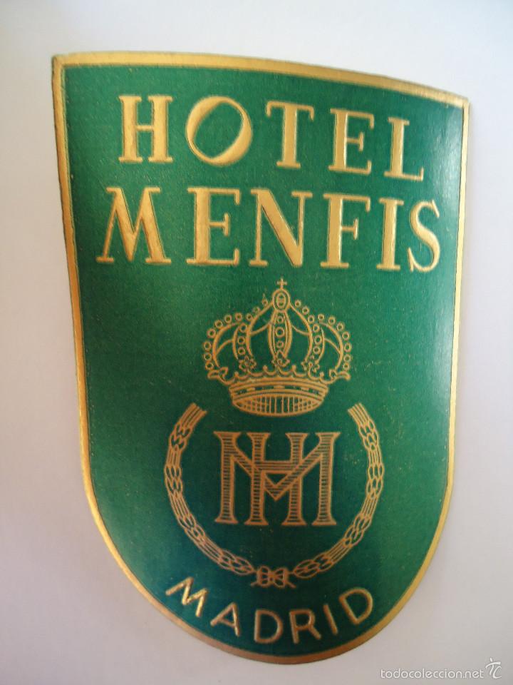 Etiquetas antiguas: ETIQUETA DE HOTEL MENFIS DE MADRID