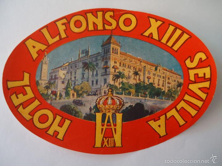 Etiquetas antiguas: ETIQUETA DE HOTEL ALFONSO XIII DE SEVILLA. GRANDE 13 X 9,5 CTMS