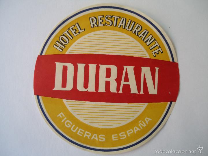 Etiquetas antiguas: ETIQUETA DE HOTEL DURAN DE FIGUERAS