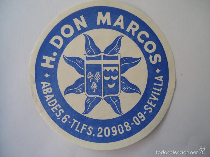 Etiquetas antiguas: ETIQUETA DE HOTEL DON MARCOS DE SEVILLA
