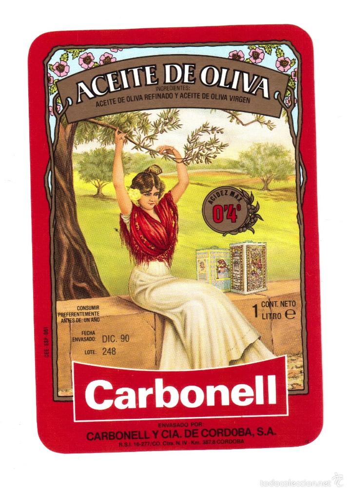 Etiquetas antiguas: Etiqueta de Dic. 1990, aceite Carbonell...nueva - Foto 2