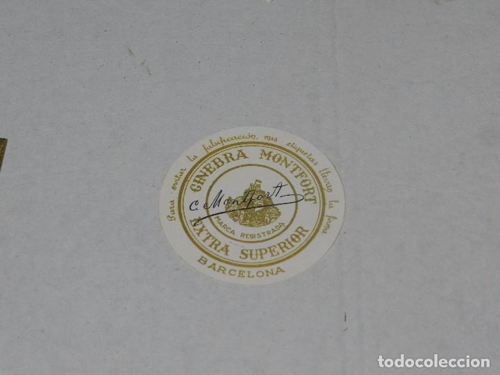 Etiquetas antiguas: ETIQUETA GINEBRA MONTFORT , BARCELONA
