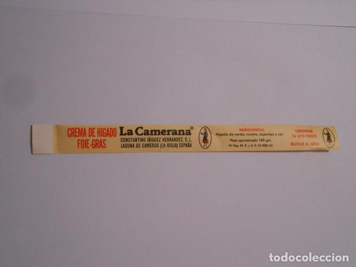 Etiquetas antiguas: ETIQUETA DE ENVASE. EMBUTIDOS LA CAMERANA. FABRICA DCONSTANTINO I&Ntilde;IGUEZ. LAGUNA CAMEROS. RIOJA TDKP7