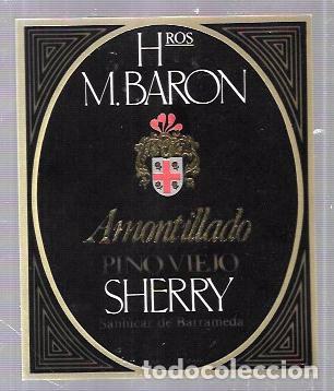 Alte Etiketten: ETIQUETA DE VINO AMONTILLADO. PINO VIEJO. HROS. M. BARON. SANLUCAR DE BARRAMEDA