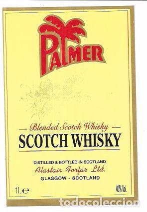 Alte Etiketten: ETIQUETA DE SCOTCH WHISKY. PALMER. GLASGOW - SCOTLAND