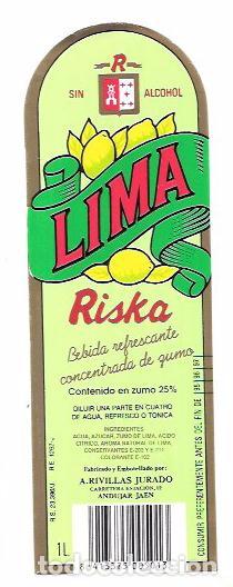 Old Labels: ETIQUETA DE LICOR DE LIMA. SIN ALCOHOL. A. RIVILLAS JURADO. ANDUJAR. JAEN.